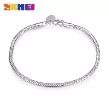 SKMEI Браслет из змеиной кости, круглый серебряный браслет в форме змеи, лучший подарок для женщин серебряный