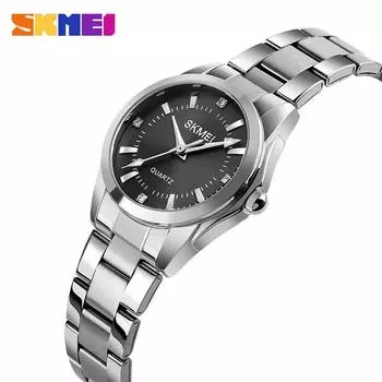 SKMEI Часы со стразами Романтические кварцевые часы Роскошные водонепроницаемые женские наручные часы для женщин и девочек Wrist strap length : 20CM серебряный