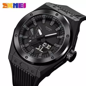 SKMEI Fashion 3 Time Chrono цифровые наручные часы со светодиодным дисплеем спортивные часы мужские 50 м водонепроницаемые часы-будильник relogio masculino черный белый