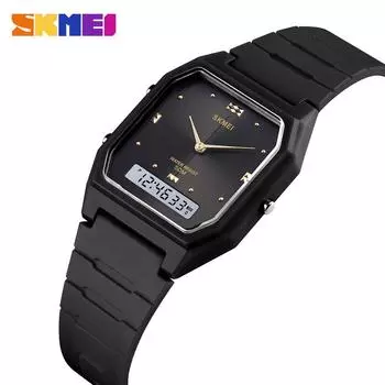 SKMEI Fashion 3 Time Display цифровые наручные часы для мужчин и женщин повседневные секундомеры спортивные часы водонепроницаемые будильник reloj hombre чёрный
