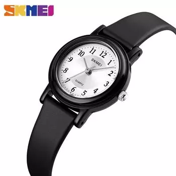 SKMEI Элитный бренд Женские кварцевые часы Женские часы Простые женские наручные часы для девочек Часы чёрный