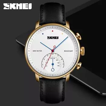 SKMEI кожаный ремешок для мужчин и женщин повседневные деловые наручные часы 3ATM корпус из цинкового сплава водонепроницаемый 1399