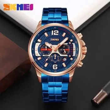 SKMEI Luxury Men Watch Fashion Luminous Clock Steel Watch Calendar Quartz Wristwatch Business Watch