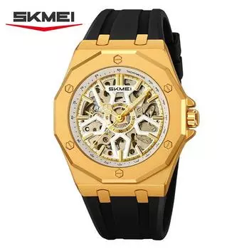 SKMEI Mechanical Watch For Men Top Brand Luxury Sports Man Wristwatch Waterproof Automatic Mechanical Watches Relogio Masculino silicone strap золотой