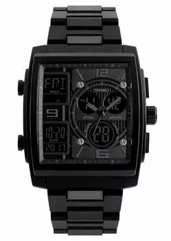 SKMEI Men s Watch Waterproof Ana-Digi Brand Stylish Simple Black Business Casual Luxury Chronograph Date Day of the Week Backlight Square Type