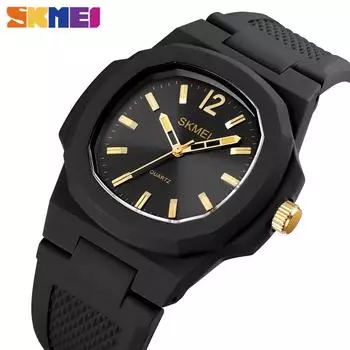SKMEI Модные мужские часы Простые кварцевые наручные часы 50M Водонепроницаемые спортивные часы на открытом воздухе чёрный