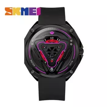 SKMEI Модные спортивные часы, японские импортные водонепроницаемые часы с механизмом, экологически чистый мягкий силиконовый ремешок, минеральные улучшенные зеркальные часы для мужчин 7100 чёрный