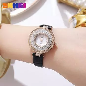 Skmei Moment Beauty Fashion Elegant Schoolgirl Watch Belt High Sense Diamond Set Fashion Womens Quartz Watch красный