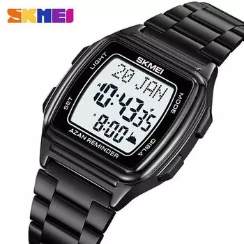 SKMEI Muslim Digital Watch Led Light Display Watches Pilgrimage Time Reminder Qibla Direction Function Wristwatch For Men Women золотой