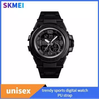 SKMEI Мужские цифровые наручные часы 50 м Водонепроницаемые спортивные часы с 3-х часовым дисплеем 1452 чёрный