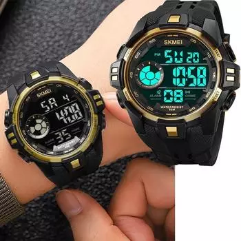 Skmei мужские спортивные часы модный большой циферблат 50 м водостойкий светодиодный хронограф наручные часы мужской цифровой будильник