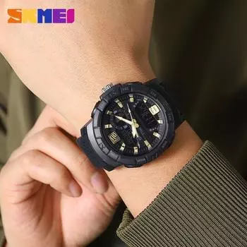 SKMEI настоящие мужские электронные часы, силиконовый ремешок, тройной секундомер, таймер, кольцо-будильник, светодиодный светящийся 24 часа