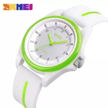 SKMEI повседневные часы для мужчин и женщин, кварцевые силиконовые водонепроницаемые модные часы 1578 зелёный