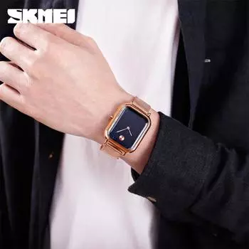 SKMEI повседневные часы с кожаным стальным ремешком для мужчин и женщин кварцевые наручные часы со звездным небом 30 м водонепроницаемые 9187