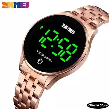 SKMEI Простые мужские цифровые часы, модные сенсорные экраны, светодиодный дисплей, 30 м, водонепроницаемый ремешок из нержавеющей стали
