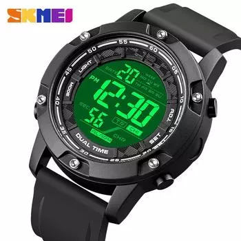 SKMEI японские цифровые часы в стиле милитари 100 м водонепроницаемые мужские наручные часы секундомер календарь спортивные часы 1762 чёрный
