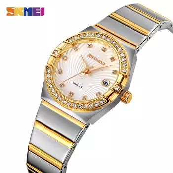 Skmei Маленький циферблат из нержавеющей стали кварцевые наручные часы для женщин Лучшие бренды роскошные часы модные простые водонепроницаемые спортивные женские часы