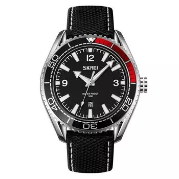 SKMEI Watch Sports Black Arm Watch Watch Стильные фирменные часы с кожаным ремешком Водонепроницаемые Большие повседневные деловые часы с большим циферблатом Аналоговые флуоресцентные роскошные наручные часы черного цвета