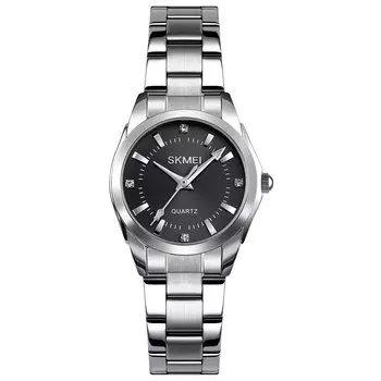 SKMEI Women s Quartz Watch Waterproof Black Dial Silver Stainless Steel Casual Business Gift