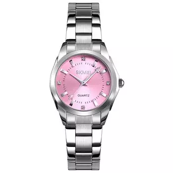 SKMEI Women s Quartz Watch Waterproof Pink Dial Silver Stainless Steel Casual Business Gift