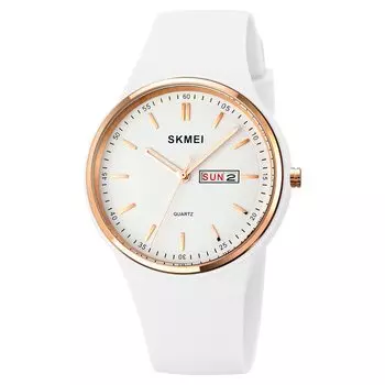 SKMEI Women s Quartz Watch Waterproof Silicone Band Large White Dial Date Display Casual Gift