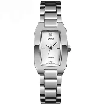 SKMEI Women s Square Quartz Watch Waterproof Silver Stainless Steel Casual Business Gift