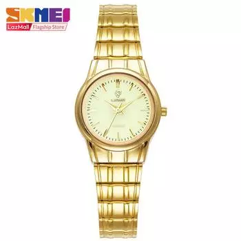 SKMEI Женские часы Кварцевые часы Повседневная мода Дисплей Водонепроницаемые наручные часы из нержавеющей стали для женщин Мужчин L1026