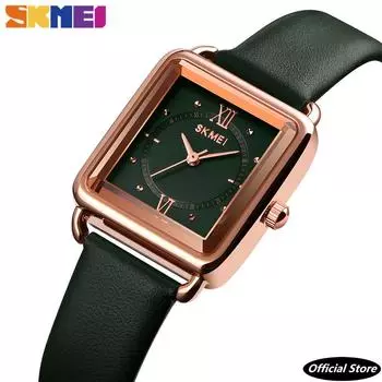 SKMEI женские часы с ремешком из натуральной кожи, женские кварцевые часы, водонепроницаемые женские наручные часы 1702
