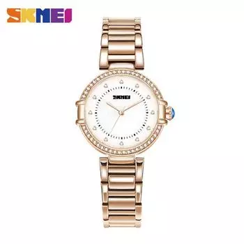 SKMEI Женские модные кварцевые часы из нержавеющей стали Элегантные водонепроницаемые часы для женщин 7015 M серебряный
