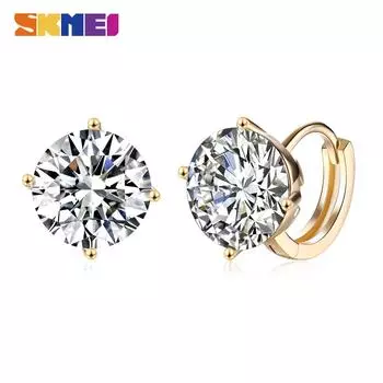 Skmei женские золотые серьги цвета шампанского, зажимы для ушей, круглые ювелирные аксессуары в романтическом стиле, подарки для вечеринок