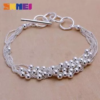 SKMEI женский шестистрочный светильник из бисера, шарик, серебряный ювелирный браслет-цепочка, лучший ювелирный подарок серебряный