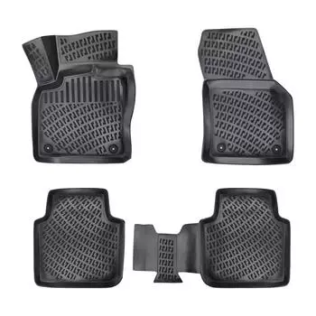 Skoda Kodiaq (After 2016) High-Quality and Durable Rubber Car Floor Mats - Odorless, Non-Slip, Long-Lasting