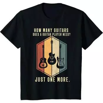 Сколько гитар Подарки для мужчин Гитаристы Музыка Винтаж Футболка Графические футболки Ежедневно Четыре сезона Футболки O-образный вырез S
