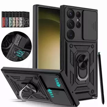 Скользящий противоударный защитный чехол с кольцом для Samsung Galaxy S23 Ultra S22 S21 S20 Plus A04S A14 A24 A34 A54 A23 A33 A53 A73 M14 M54, защитная крышка для объектива For Samsung Galaxy A04S розового золота