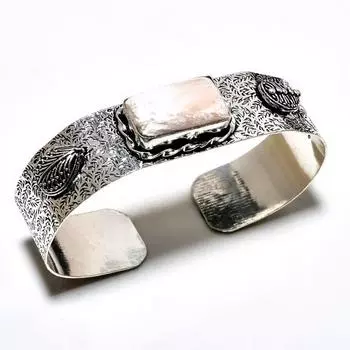 Сколецит Драгоценный камень 925 Посеребренный браслет-манжета ручной работы