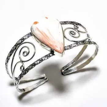 Сколецит Драгоценный камень 925 Посеребренный браслет-манжета ручной работы