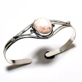 Сколецит Драгоценный камень 925 Посеребренный браслет-манжета ручной работы