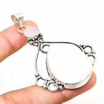 Сколецит, розовый халцедон, драгоценный камень 925, посеребренная ювелирная подвеска 2,46 дюйма 2.46 белый