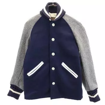 SKOOKUM Made in USA button Stajan 30 Navy x gray Shawl collar Men s Used