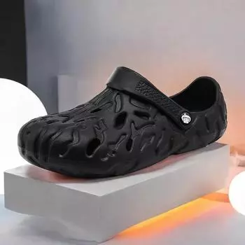 Skor Clogs Мужские летние мокасины Спортивные сандалии Роскошные дизайнерские мужские кожаные тапочки Смешная обувь для мужчин Лето 2024 Яркие теннисные туфли 40 чёрный