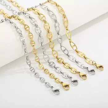 Скошенная цепочка в японском стиле из нержавеющей стали, женское трендовое ювелирное изделие в стиле Ins 6mm-45cm серебряный