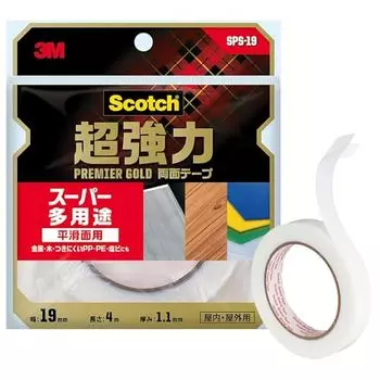 Скотч 3M Scotch Super Strong Двусторонний скотч Premier Gold Super Versatile 19 мм x 4 м 1 рулон SPS-19