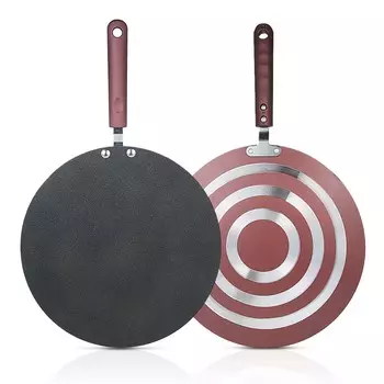 Сковорода для блинов, плоская сковорода, сковорода-гриль с распределителем и лопаткой, сковорода для блинов чёрный