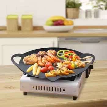 Сковорода для гриля барбекю, аксессуары для гриля, круглая антипригарная пластина для барбекю для дома, кемпинга, помещения 29cm