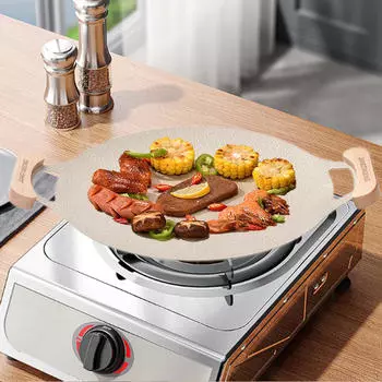 Сковорода для гриля BBQ с ручками для жарки на антипригарном покрытии для кемпинга в помещении 28cm