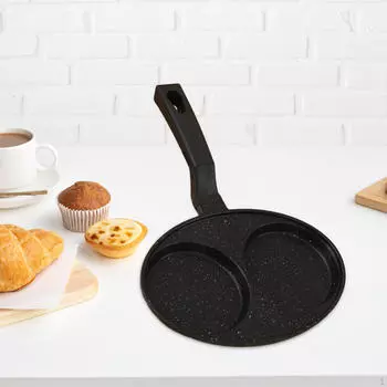 Сковорода для омлета на 2 чашки, многофункциональная алюминиевая посуда с антипригарным покрытием, для приготовления завтрака чёрный