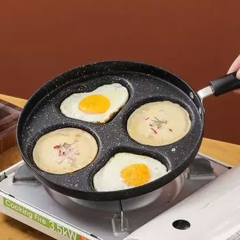 Сковорода для омлета с антипригарным покрытием, быстрый нагрев, разделенная на части сковорода для яиц, бытовая сковорода для жареных яиц, завтрак Round
