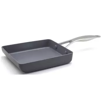 Сковорода для яиц GREENPAN Egg Roller 14x18 см IH Gas Подходит для посудомоечной машины Не содержит токсичных веществ Керамическое покрытие без ПФАС Легко удаляемые пятна Устойчива к царапинам и ударам серый