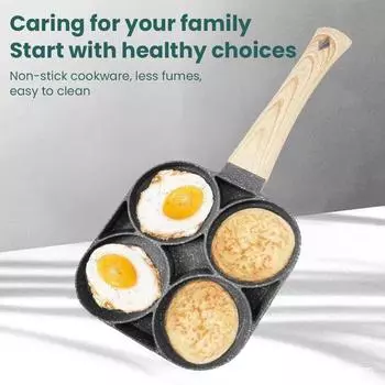Сковорода для яиц с четырьмя отверстиями, сковорода для завтрака, яиц, бургеров, антипригарное покрытие, для дома, новая сковорода для стейков и яиц чёрный