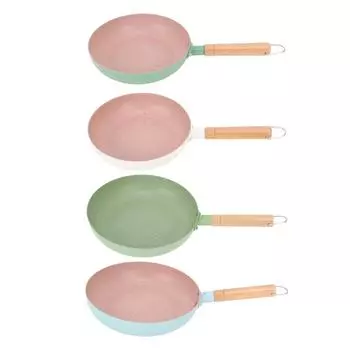 Сковорода для яичного омлета с деревянной ручкой, термостойкая индукционная сковорода для яиц, быстрый и равномерный нагрев розовый/синий